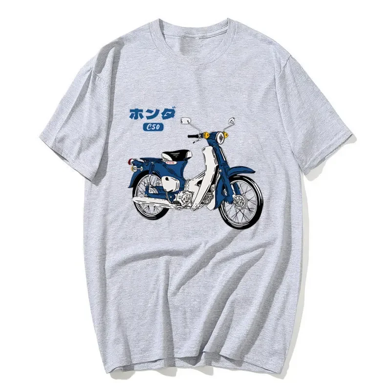 Классическая футболка с мотоциклом Super Cub C50 летние мужские хлопковые модные