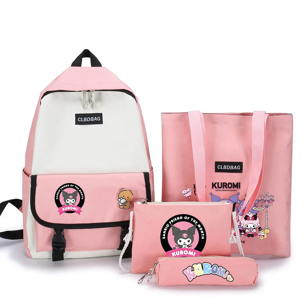 

Sanrio Kuromi My Melody Cartoon Schoolbag 4-Piece Set Anime Korean Version Junior High School Students' Leisure Fashion Backpack