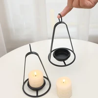 nordic retro black niche portable iron candlestick meal surface decoration atmosphere romantic ornament furnishing shooting prop