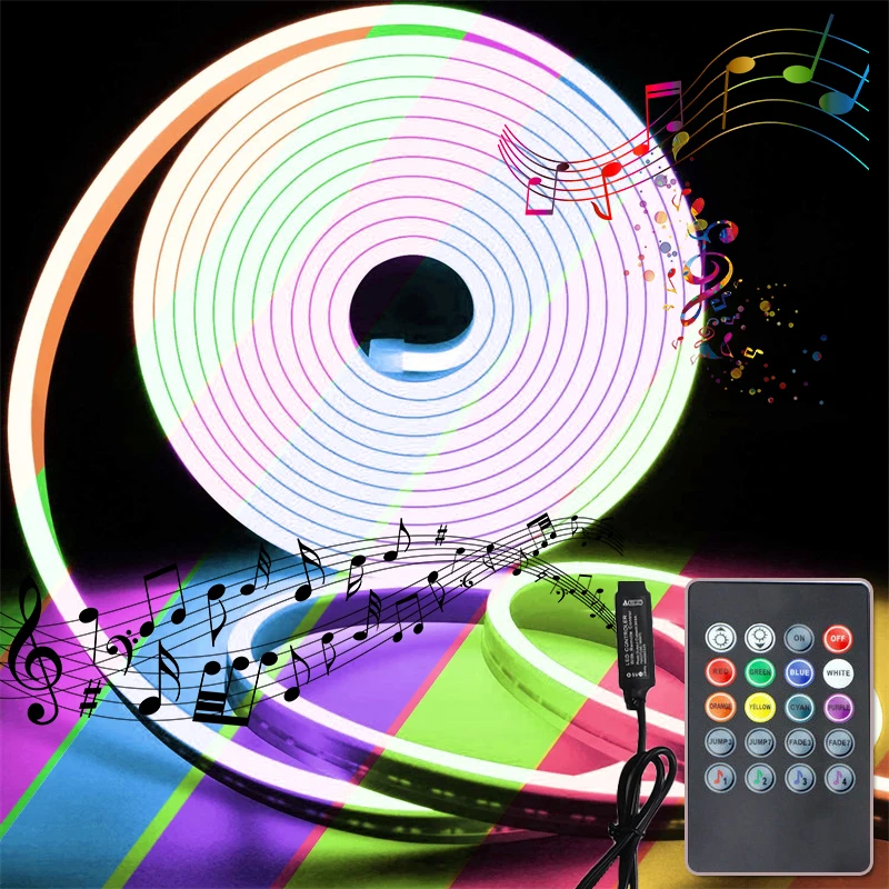 Неоновая Веревка С Подсветкой И Синхронизацией Музыки Гибкие Неоновые Полоски