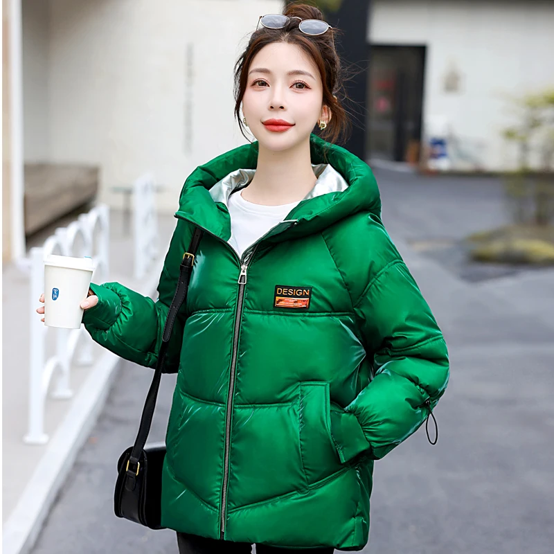 

Fashion Hooded Jackets for Women Winter 2023 New Loose Korean Style Padded Coat Woman Thick Warm Zipper Short Parkas