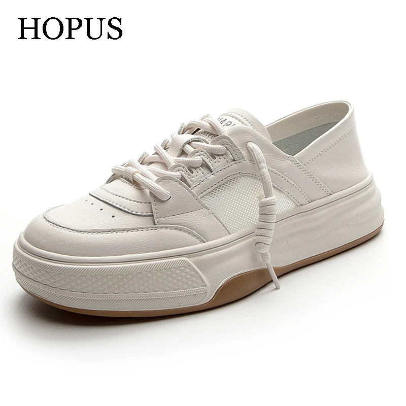 

Женские кроссовки HOPUS, модная летняя белая сетчатая обувь на платформе, высококачественные дышащие спортивные женские кожаные Нескользящи...