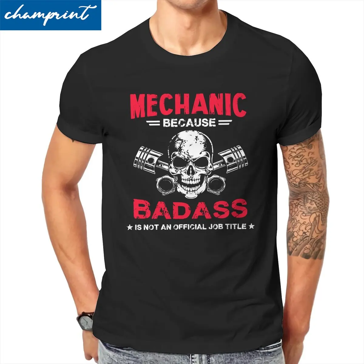 

Mechanic Because Badass Is Not Official Job Title T-Shirt for Men Cotton Tees Round Collar Short Sleeve T Shirts Party Clothing