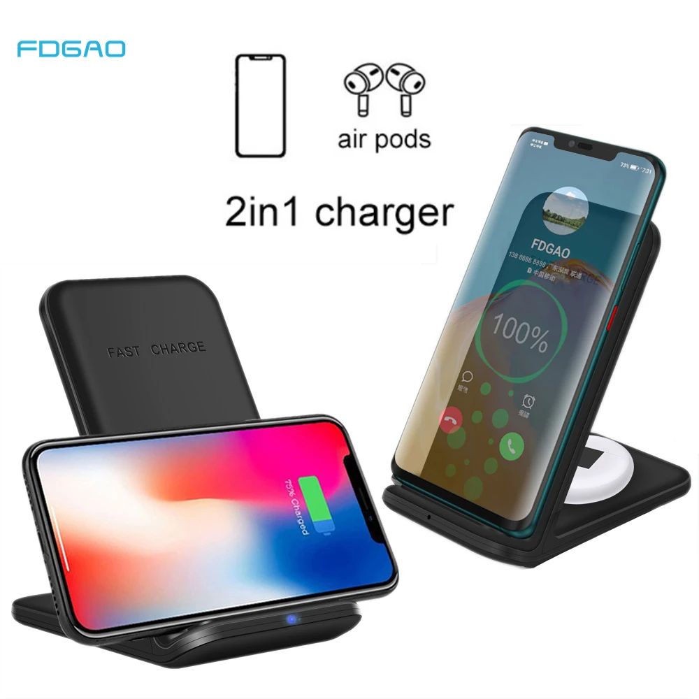 

2 in 1 Wireless Charger 15W induction Fast Charging Station for iPhone 14 13 12 11 Pro Max XR XS X 8 Airpods Pro Samsung S22
