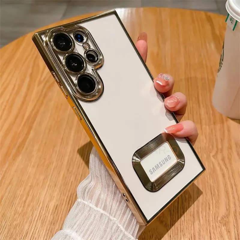 Luxury Plating Transparent Case For Samsung Galaxy Note 20 Ultra 10 Plus Note20 Pro 5g Camera Protector Logo Hole Silicone Cover