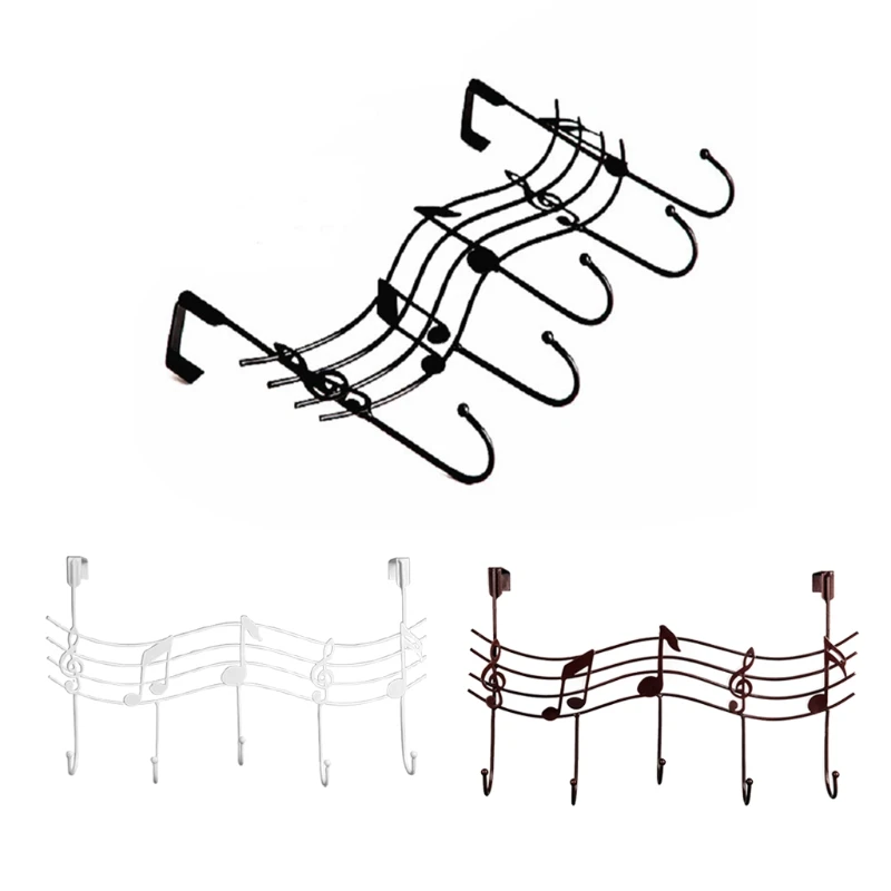 

Wavy Musical Notes 5 Hooks Wall Mounted Coat Rack Clothes Door Hanger Elegant Finish Simple Design Decorative Household Storage