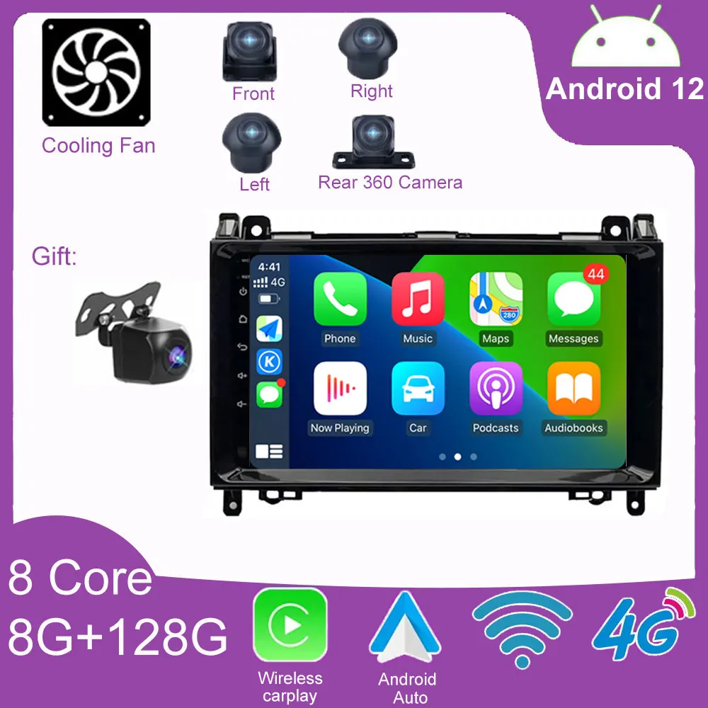 

9'' Carplay Android 12.0 Car Radio Stereo Player GPS Navi Head unit For Mercedes Benz B200 Sprinter W906 W639 AB Class W169 W245
