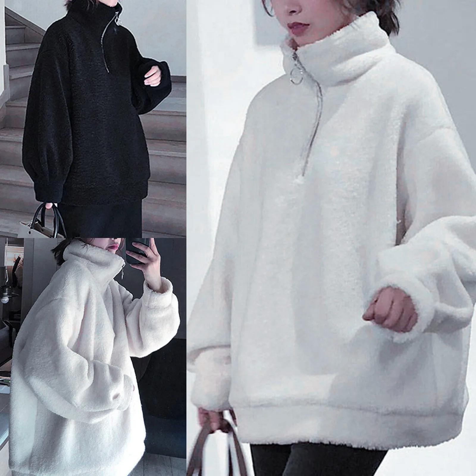 

Женская флисовая толстовка с воротником-стойкой, на молнии