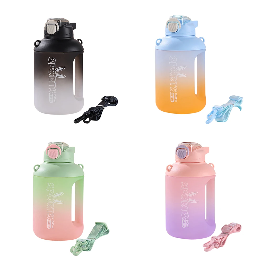 

1500 мл Спортивная бутылка для воды на открытом воздухе чашка матовая градиентная портативная бутылка для напитков с соломинкой многоразовые чашки для кемпинга пешего туризма бега