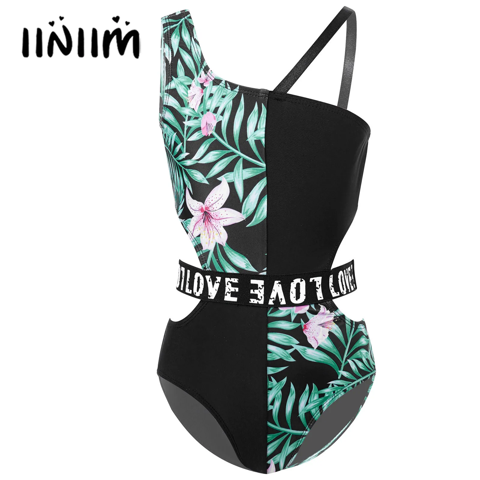 

Kids Girls Open Back Cutout Swimming Jumpsuit Beachwear Swimwear One-piece Swimsuit Floral Print Sleeveless Bathing Bodysuit
