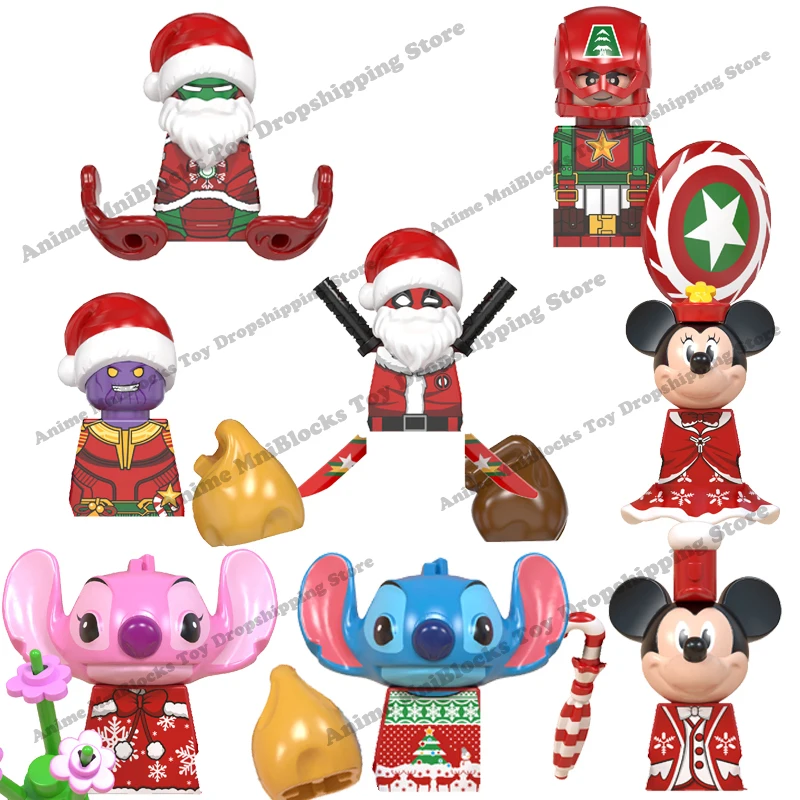 

WM6076 WM6104 Christmas Disney movies Stitch Angel Mickey mouse Minnie Deadpool anime bricks mini action toy figures blocks gift