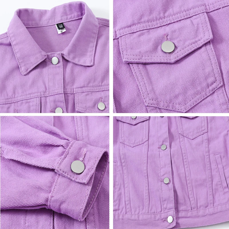 Весенняя женская джинсовая куртка уличная ветрозащитная винтажная однотонная