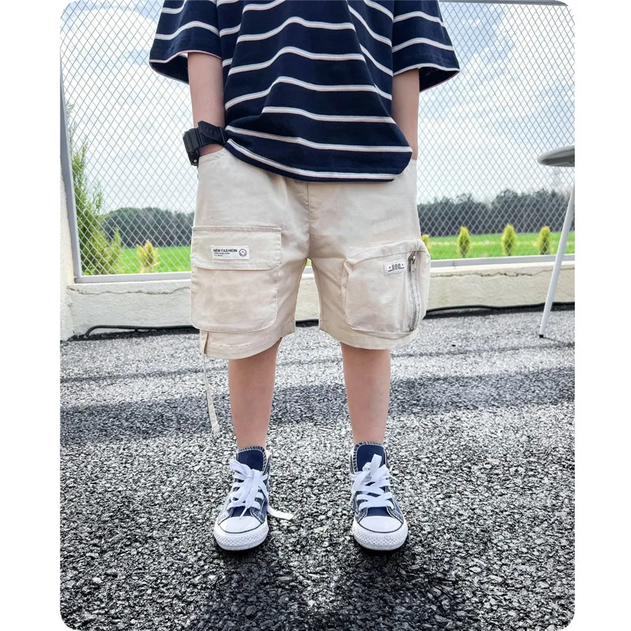 

Summer Children's Shorts Ultra-thin Cool Tooling Three-dimensional Bag Boys Five-point Pants Baby Cotton Shorts Pants
