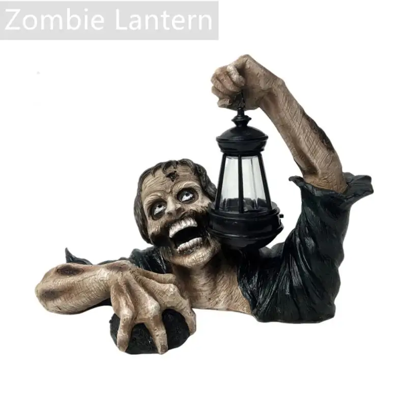 

Zombie Lantern Garden Statues With Battery Handmade Ornament For Halloween Party Decoration Yard Lawn Decor Props Resin Crafts