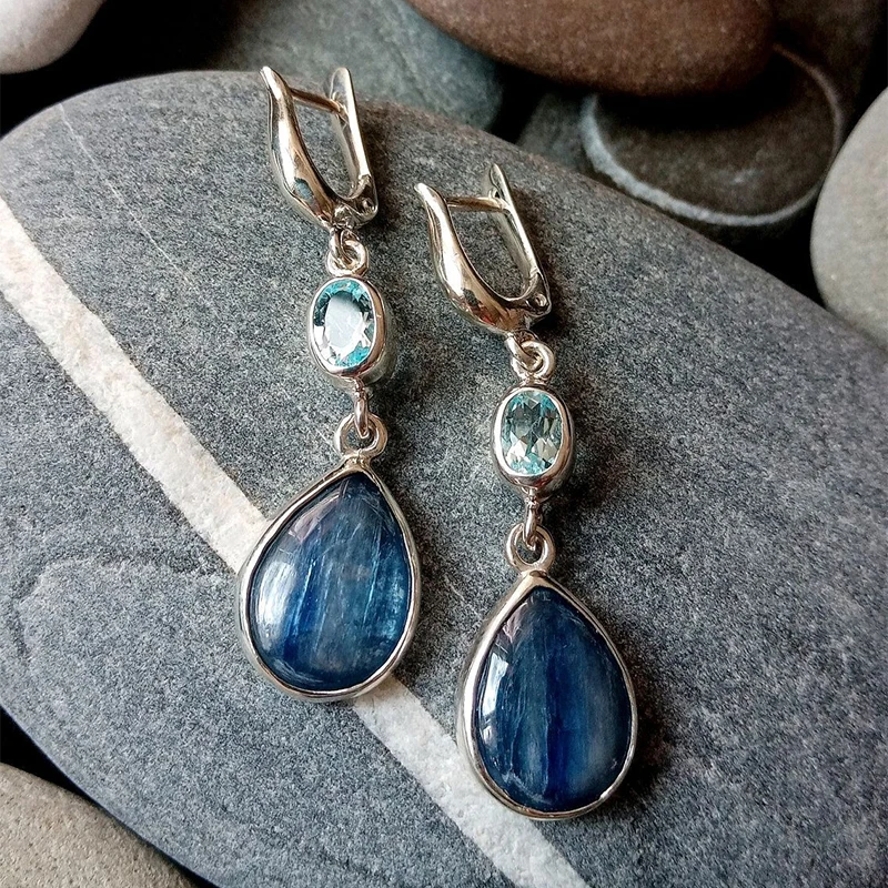 

2022 Statement Vintage Boho Sea Blue Water Drop Earrings Creative Boho Earrings for Women Party Birthday Gift Accessories