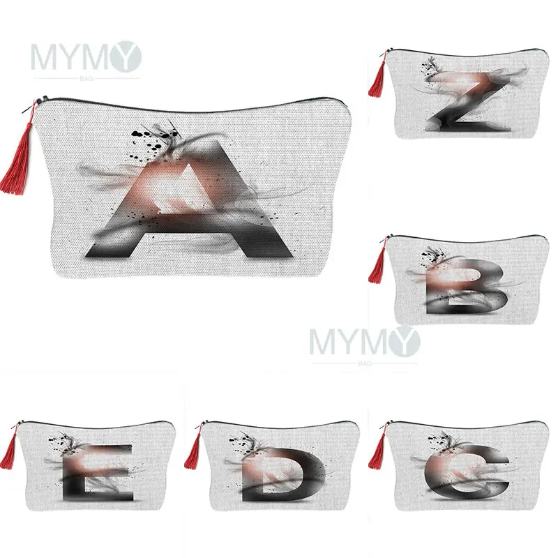 

Letter Cosmetic Bags Pencil Case Women Makeup Pouch Mini Purse Trendy Canvas Toiletry Organizer Eco Travel Portable Zipper Bag