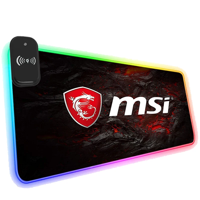 

Коврик для мыши MSI ROG с беспроводным зарядным устройством RGB, игровой LED коврик для компьютерного стола, резиновые большие прокладки, дешевая доставка