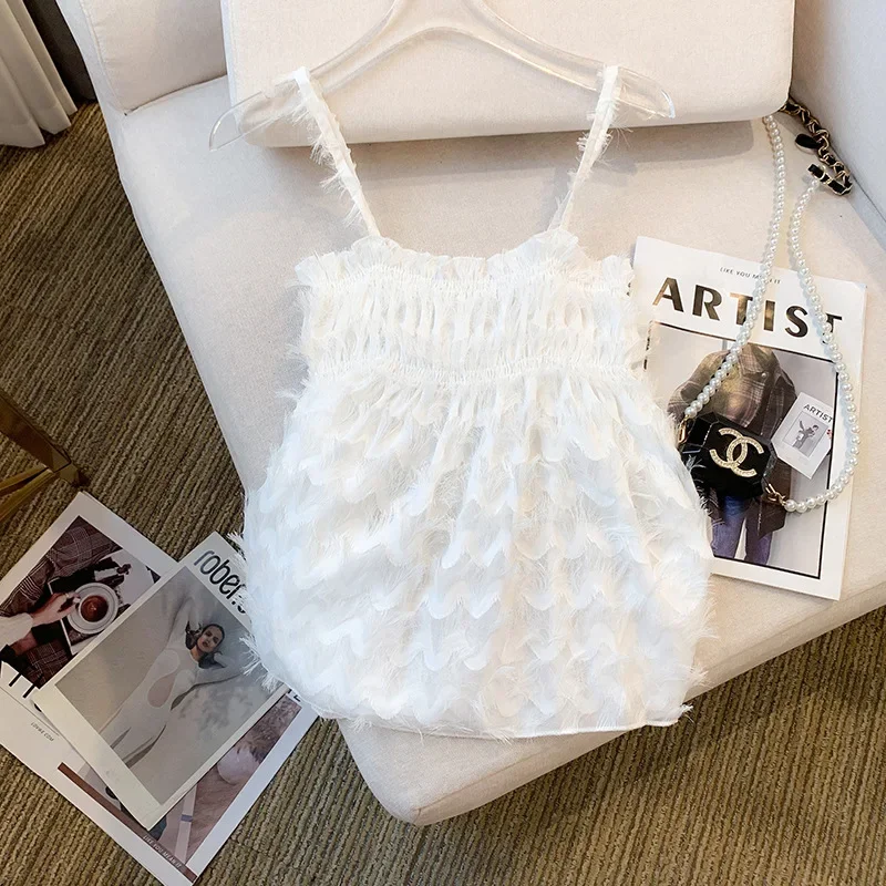 Новинка лета 2024 женский топ на бретелях высококачественный Модный укороченный