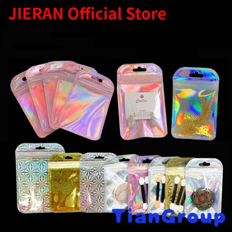 

Silver Laser Holographic Resealable Smell Proof Foil Ziplock Bags Flat Clear Food Storage Bag Pouch Aluminum Plastic Packaging