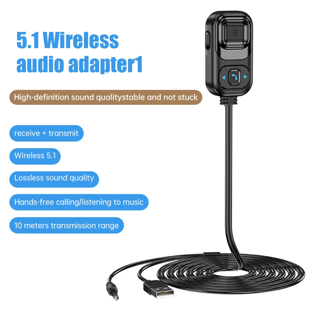 

Wireless Audio Transmitter Receiver Siri Voice Assistant 3.5MM AUX USB Adapter Bass Bluetooth 5.1 Handsfree Car Kit Universal