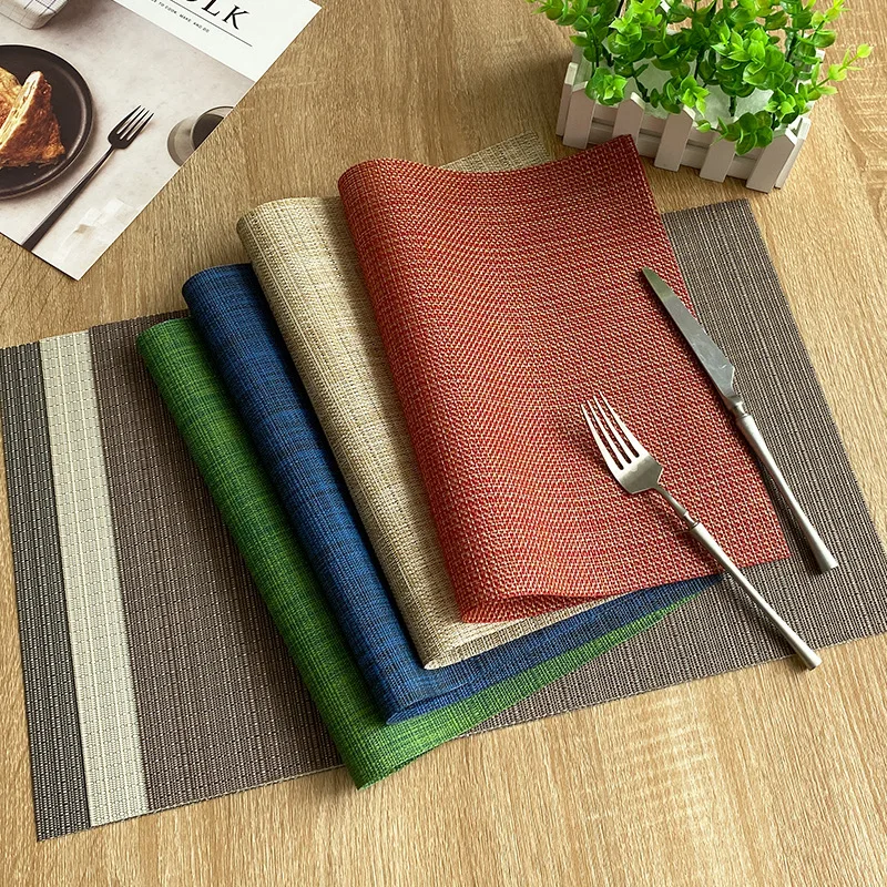

Solid Color European Style PVC Braided Insulated Western Placemats Hotel Home Teslin Table MATS Coaster