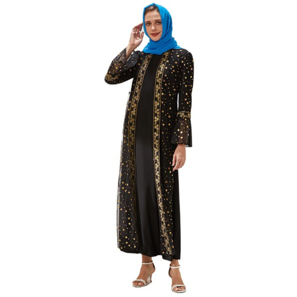 2023 Arabian Large Size Middle East Fake Two Pieces Women's Robe Muslim Dress Robe Pour Femme Musulmane Vestidos Largos