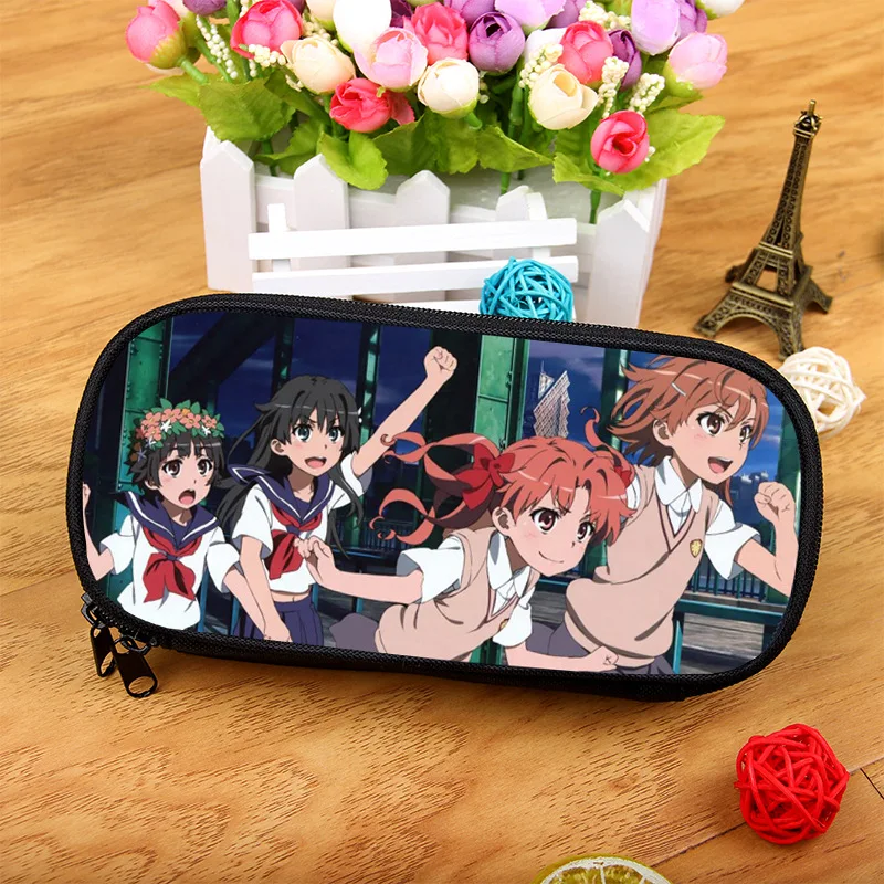 

Пеналы Toaru Kagaku без перил, аниме 3D чехлы для карандашей с принтом, милые вместительные ранцы, офисные принадлежности, стационарные