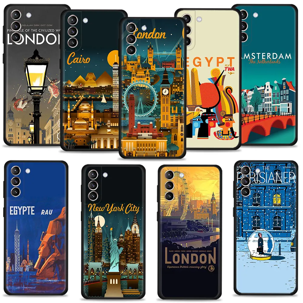 

Amsterdam Travel Poster Print Vintage Cell For Samsung S21 Plus S10e S7 S10 S8 S22 Ultra 5G S9 S20 FE 2022 Coque