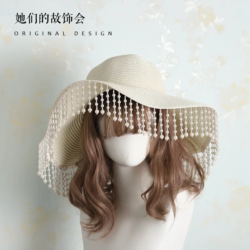 

Соломенная шляпа в стиле «Лолита» для женщин, летняя эклектическая шляпа ханьфу в стиле ретро с кисточками и широкими полями от солнца, Детская шляпа, новинка 2022