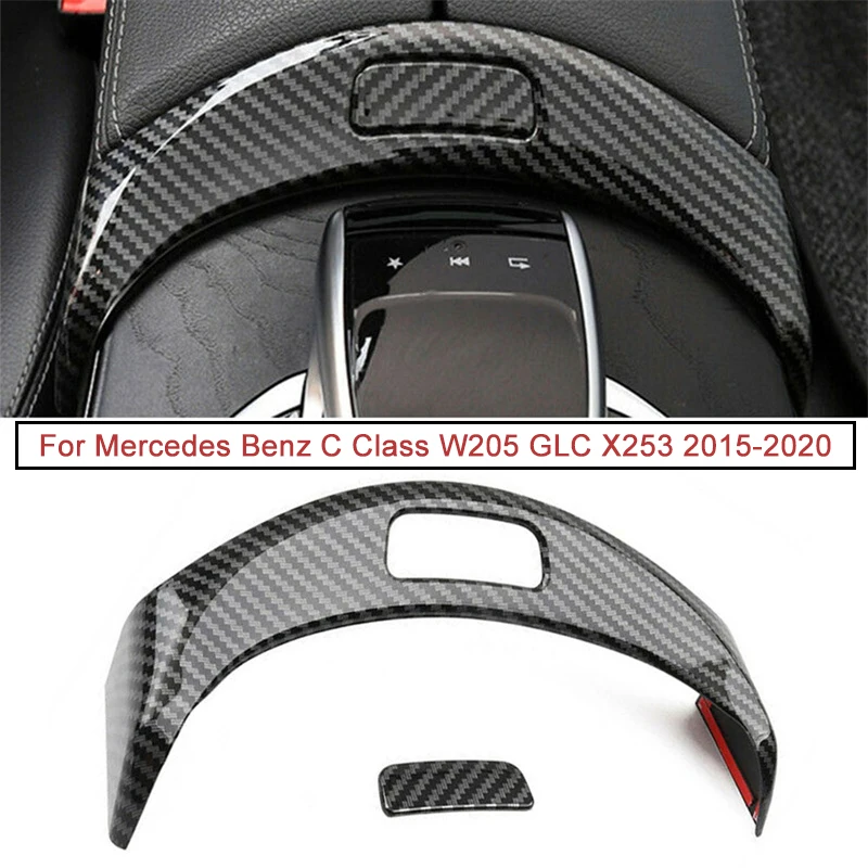 

Carbon Fiber Car Armrest Box Button Frame Sticker for Mercedes Benz C Class W205 GLC X253 2015-2020