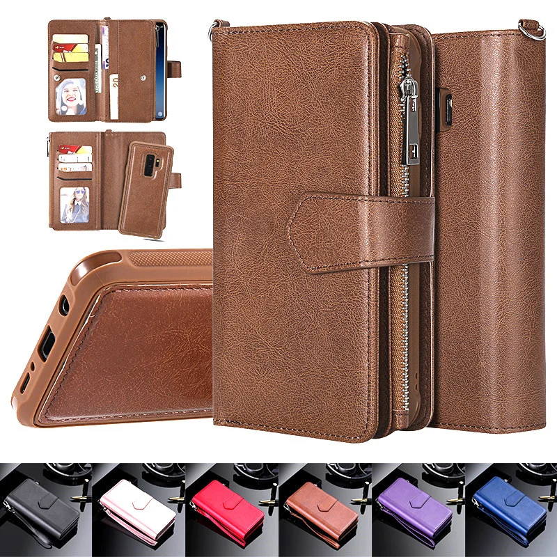 

Zipper Wallet Phone Case for Samsung S21 Ultra S22 Plus S20 FE S10 S9 S8 Leather Purse Cover for Galaxy Note 20 10 9 8 Coque