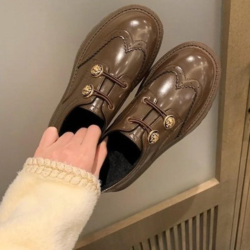 

2022 New Fashion Party Style Women's Boots Round Head Versatile Women's Shoes Winter Square Heel Lace Up Shoes for Women