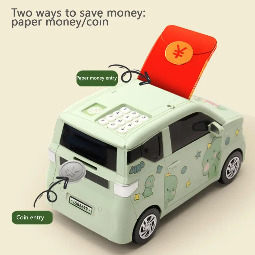 

Stylish Mini Cartoon Car In-And-Out Piggy Bank Toy Password Unlock Boys Girls Cartoon Piggy Bank Money Box Ornament