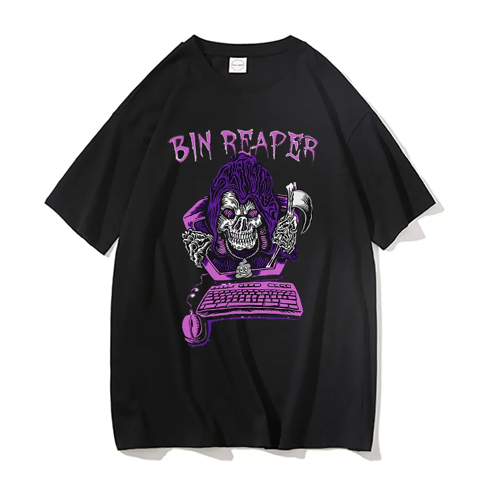 

Rapper Babytron Bin Reaper Graphic Tees Skeleton Short Sleeve Male Fashion Casual Streetwear Men Women Oversized Loose T-shirts