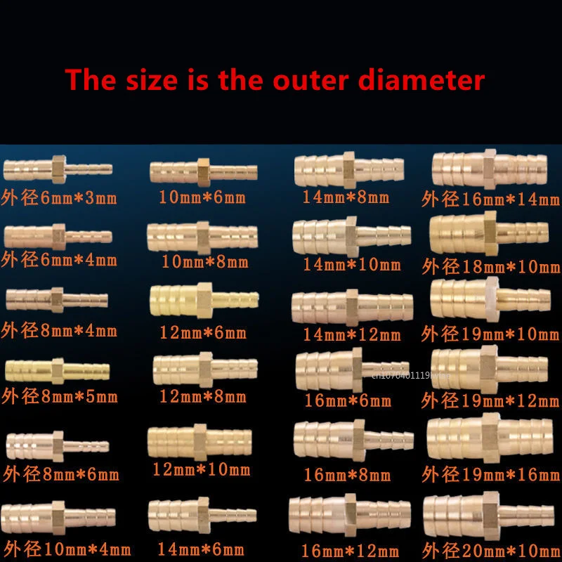 Латунный прямой штуцер для шланга Редукционный соединитель водопроводной трубы