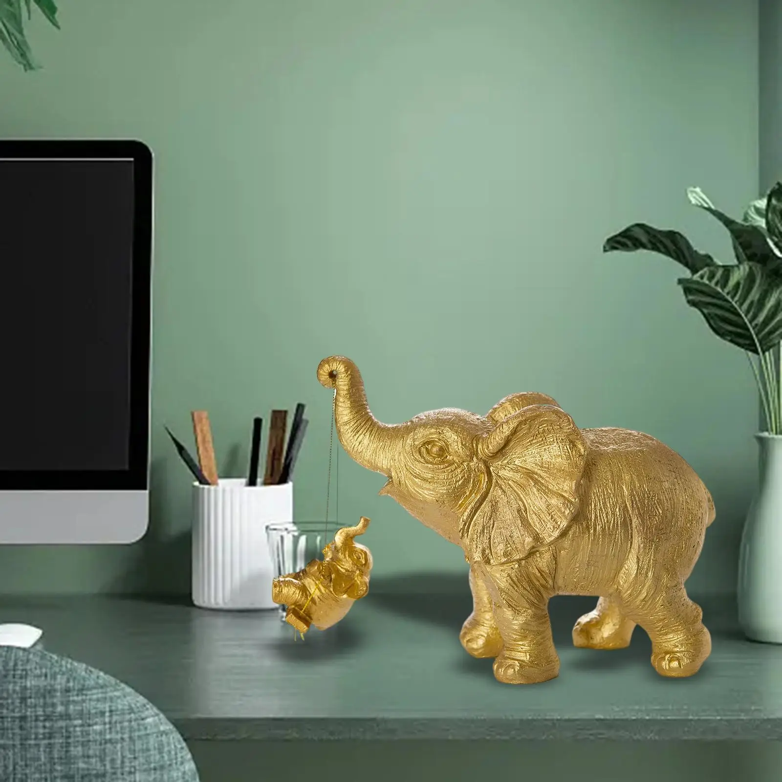 

Nordic Elephant Figurines Art Crafts Mother and Child Elephant Figurines Decor for Office Desk car Shelf