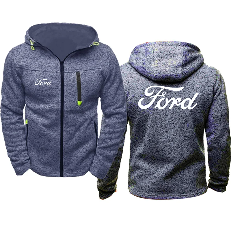 

2022 moda inverno outono dos homens da motocicleta ford hoodies de algodão casual zip masculino casacos com capuz