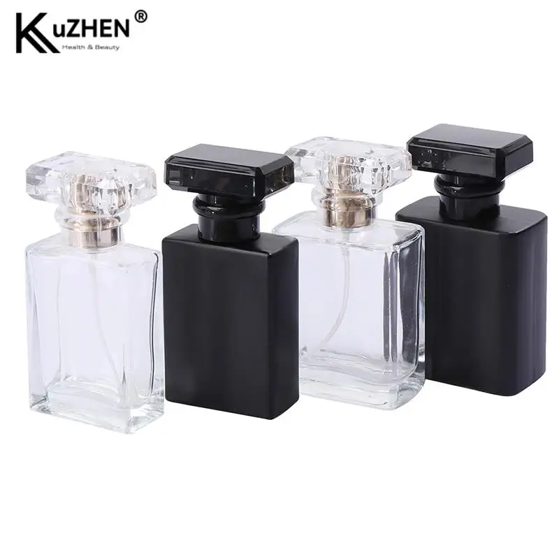 

1Pcs High Quality30ml/50ml Square Thick Glass Refillable Perfume Bottle Sprayer Pump Perfume Bottles Container Travel Packaging
