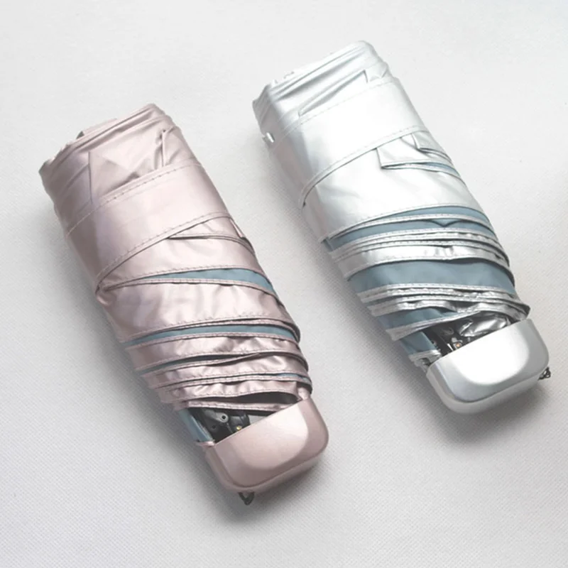 

Плоский солнцезащитный мини-зонтик из титана и серебра с защитой от УФ-лучей UPF50 + водонепроницаемые портативные дорожные Зонты пять складн...