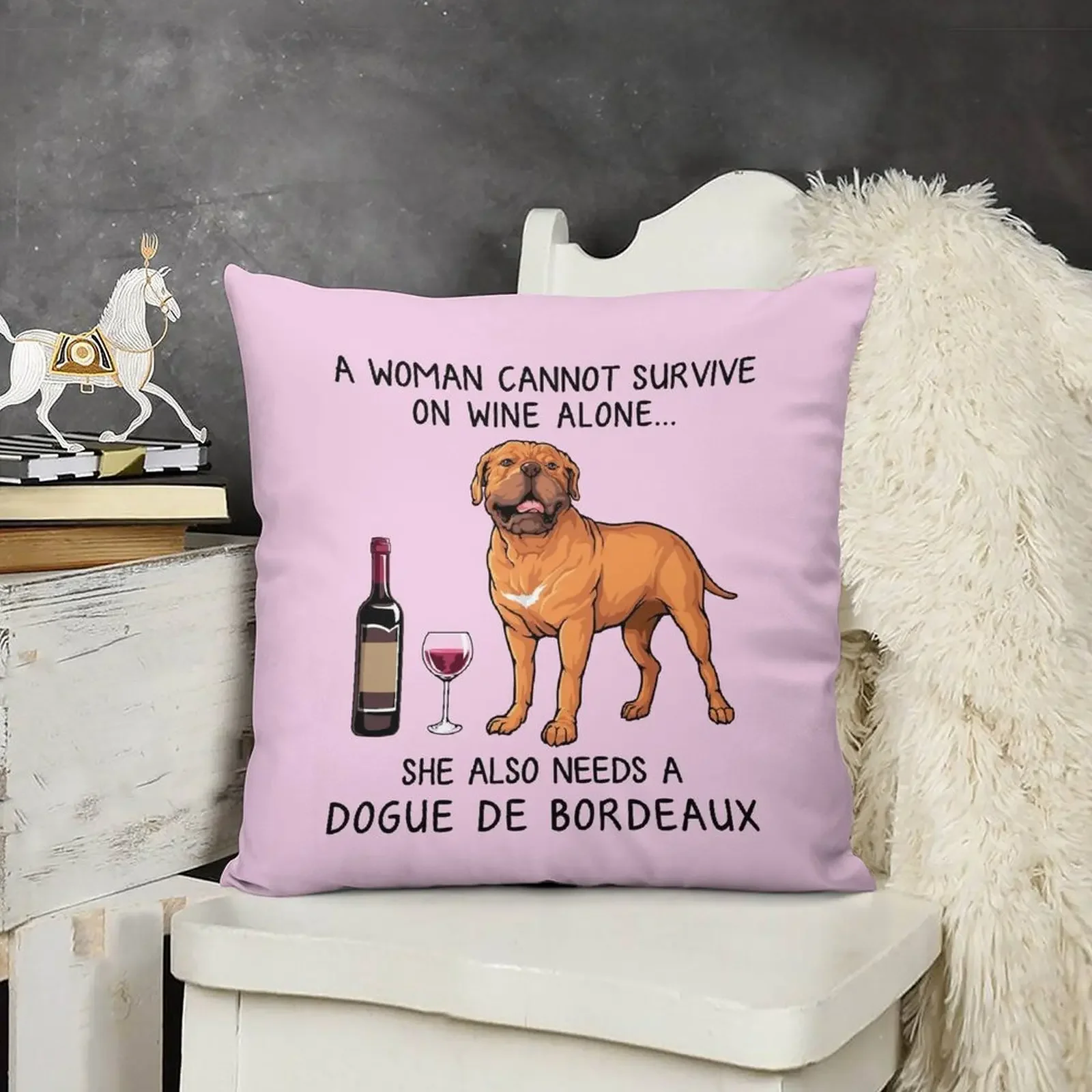 Dogue De Bordeaux собака и вино Забавный подарок для собаки мамы декоративная подушка