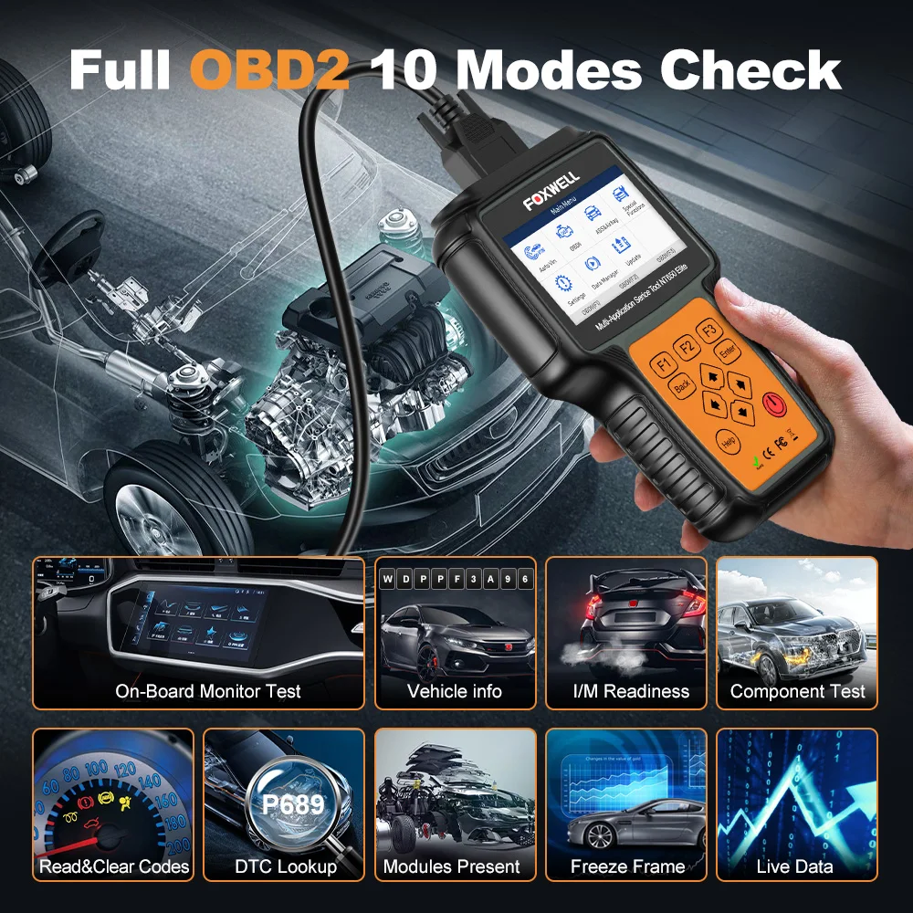 Фото Автомобильный сканер Foxwell NT650 Elite OBD2, устройство для считывания кодов OBD 2, масло EPB 26, сброс времени работы, бесплатное обновление №4