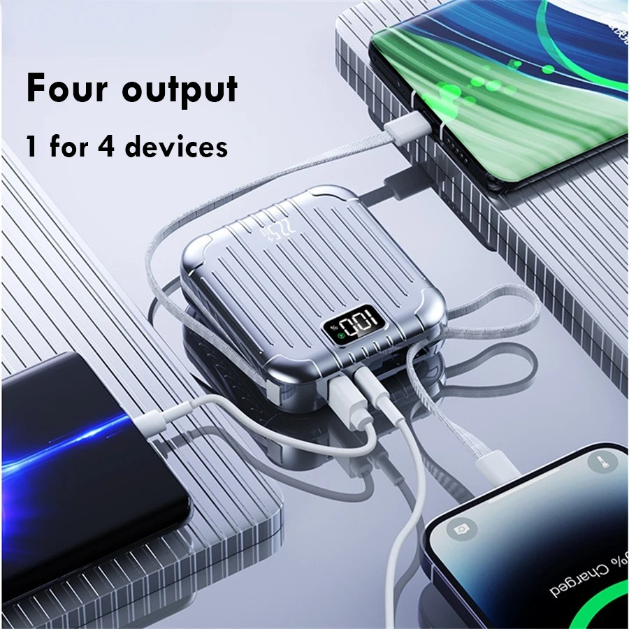 Для IPhone Samsung 10000 мАч Мини Портативный Power Bank с кабелем Внешняя запасная батарея 22 5