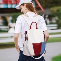 fashionable girls backpack for women white detachable strap shoulder bags female black travel bag color panelled college bookbag