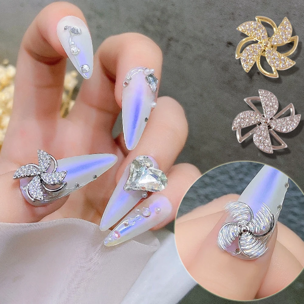 Spinning Nail Jewelry Anti Anxiety Relief 3D Butterfly Windmill Snowflake Nail Charms Rotating Design Stress Relief Nail Decor images - 6