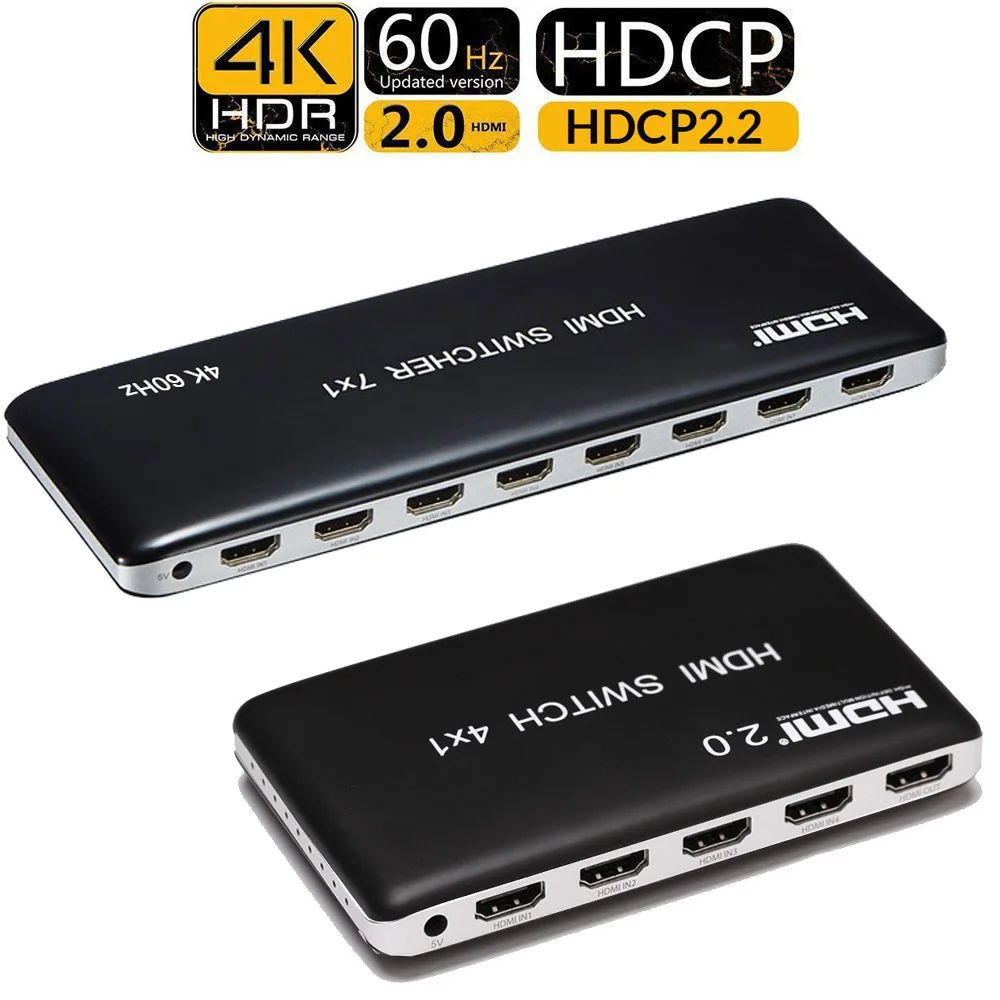 HDMI переключатель 4K 60 Гц, 7x1 4x1 3x1 HDMI 2,0, переключатель, аудио, видео конвертер для PS3 PS4 XBOX DVD ПК для ТВ HD TV монитор или проектор