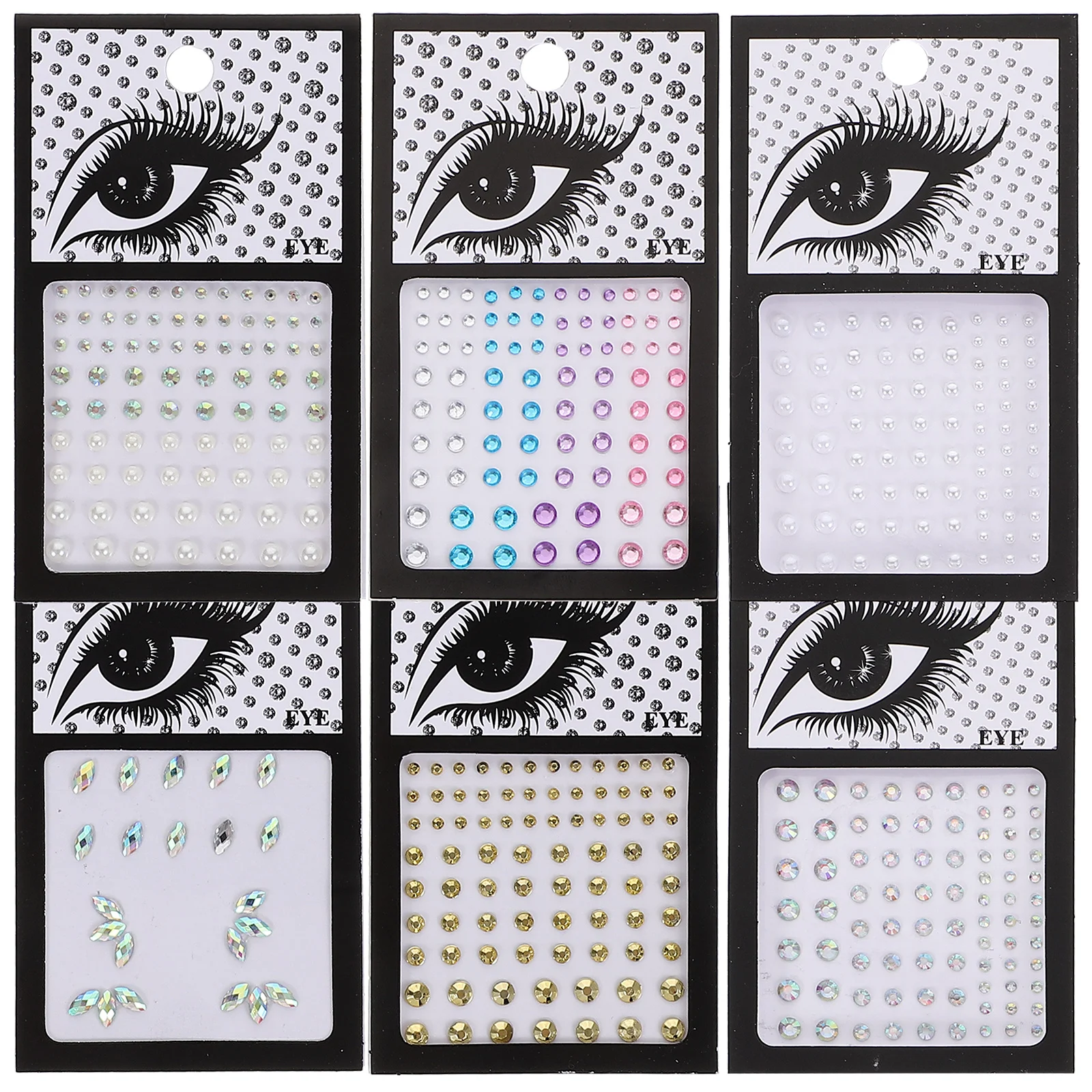 

6 Sheets Sticker Face Rhinestone Stickers Eyes Jewels Gems Rhinestones Crystals Temporary tattoos Festival