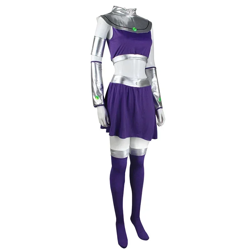 Женский костюм супергероя Starfire для подростков Titans принцессы Корианда фиолетовый