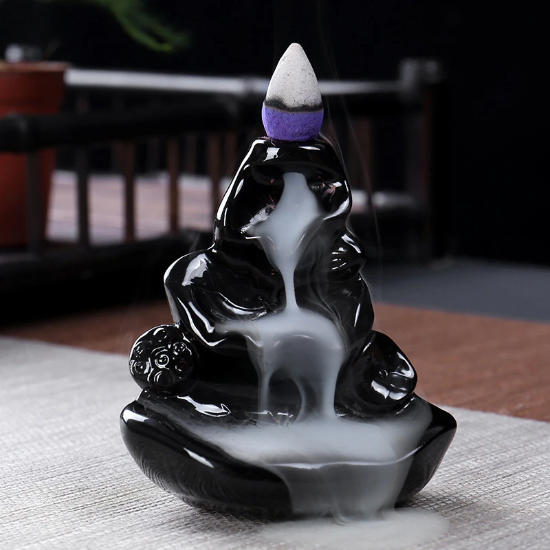 

Waterfall Incense Burner Backflow Mini Buddha Censer Backflow Incense Holder Home Office Teahouse Decor Incense Cones Meditation