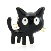 wulibaby cute enamel cat brooches for women men white black pets animal party casual brooch pin gifts