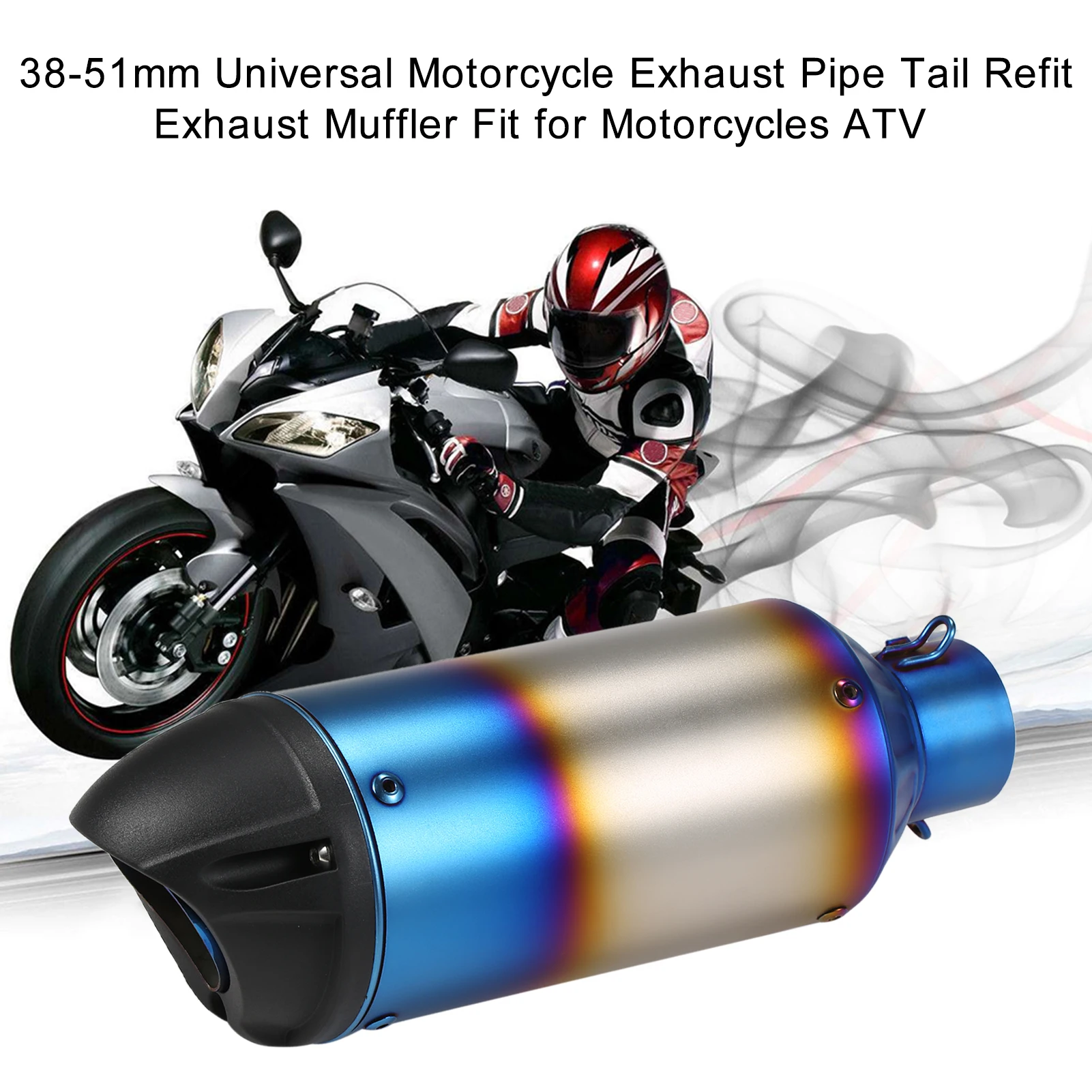 

38-51mm Universal Motorcycle Exhaust Pipe Tail Refit Exhaust Muffler Fit for Motorcycles ATV